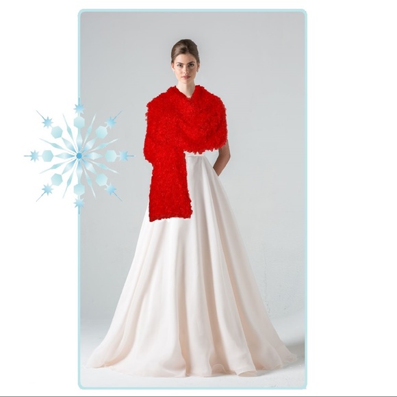 NEW Faux Fur Red Wrap Winter Wedding Soft Warm Gift 🎁